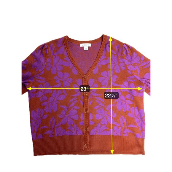 NWT Liz Claiborne Floral V-Neck Button Up Cardigan Sweater Womens Petite Sz PXL - Picture 10 of 10